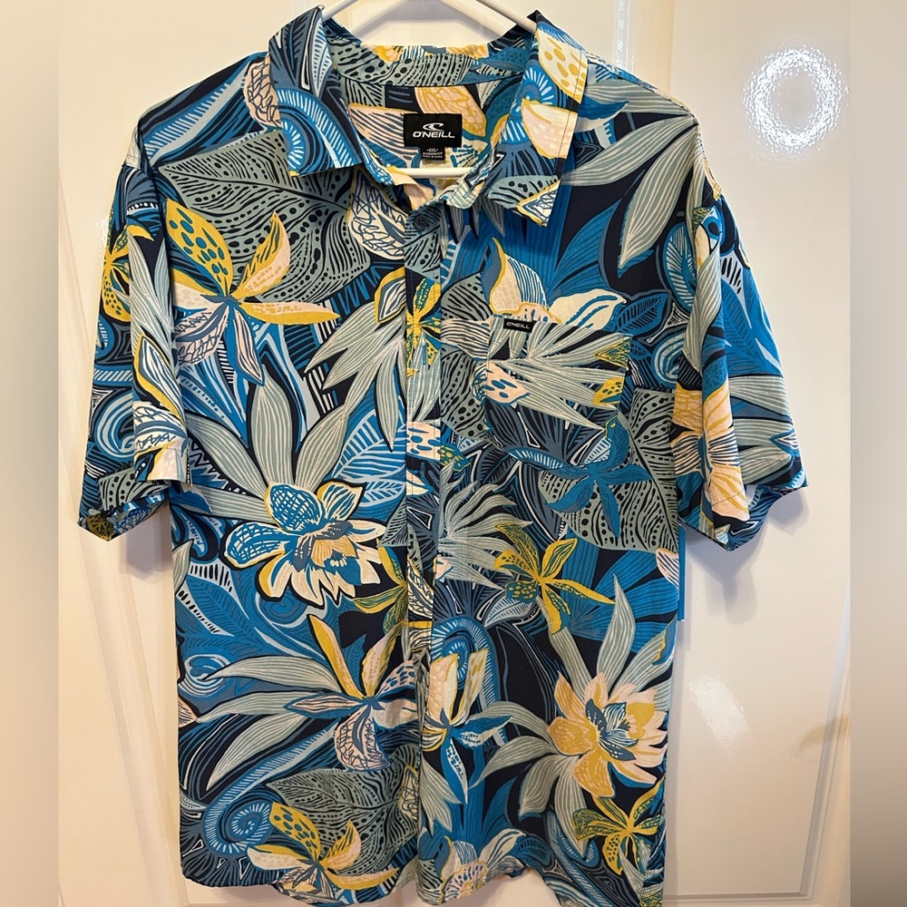 O'Neill Blue and Yellow Casual Button Down Shirt